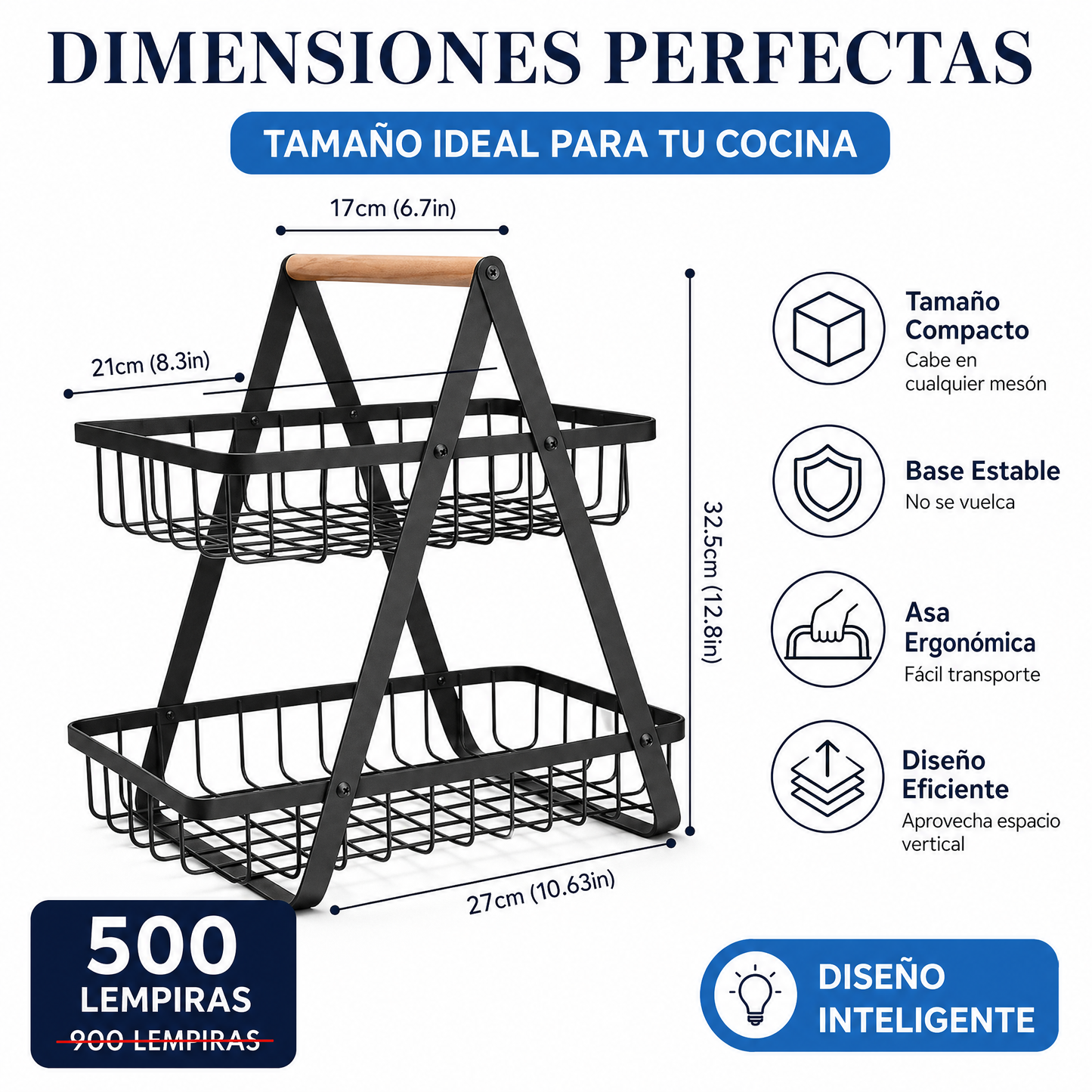FruitRack Home – Organizador Multiusos para Frutas y Snacks