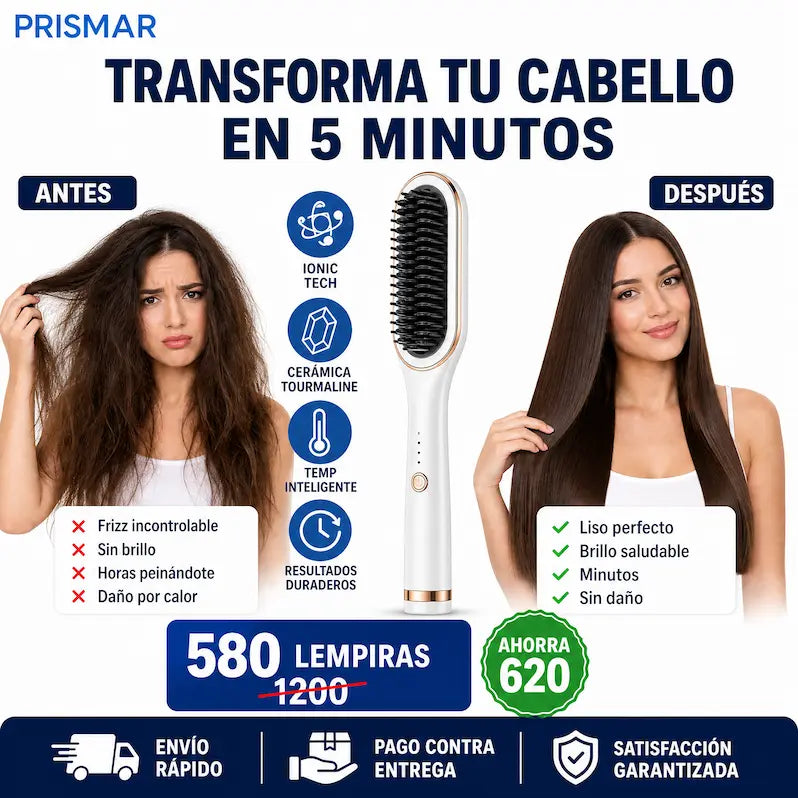 Cepillo Alisador Premium — Cerámica + Iónico · Alta Temperatura · Garantía 12 Meses