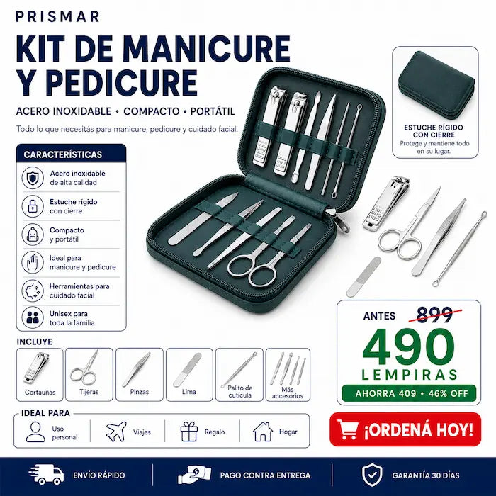 Set de Manicure y Pedicure Profesional con Estuche — Uñas Perfectas en Casa Sin Ir al Salón