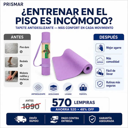 Tapete de Yoga y Ejercicio Antideslizante 173×61cm — Entrenás en Casa, el Gym o el Parque Sin Resbalar