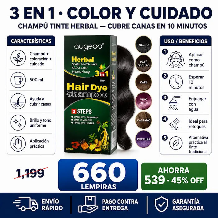 Shampoo Tinte 3 en 1 para Cubrir Cañas