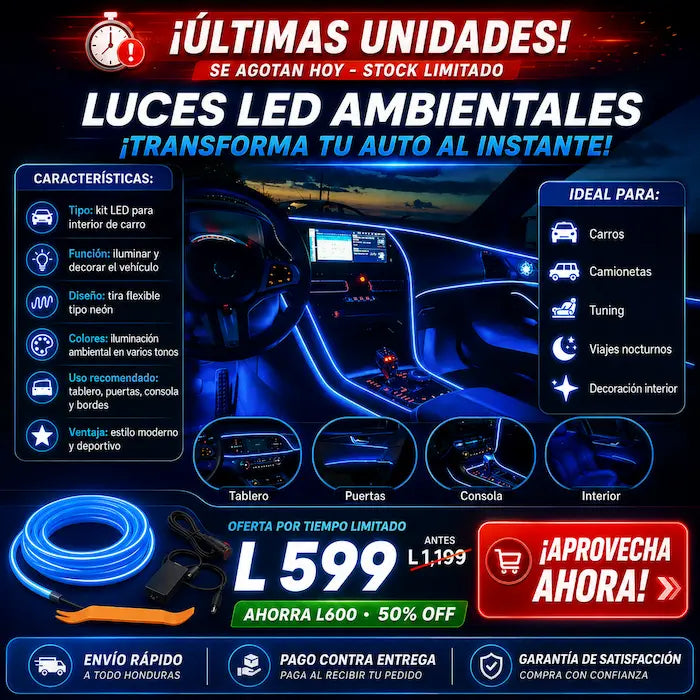 Luces LED Ambientales para Interior de Carro