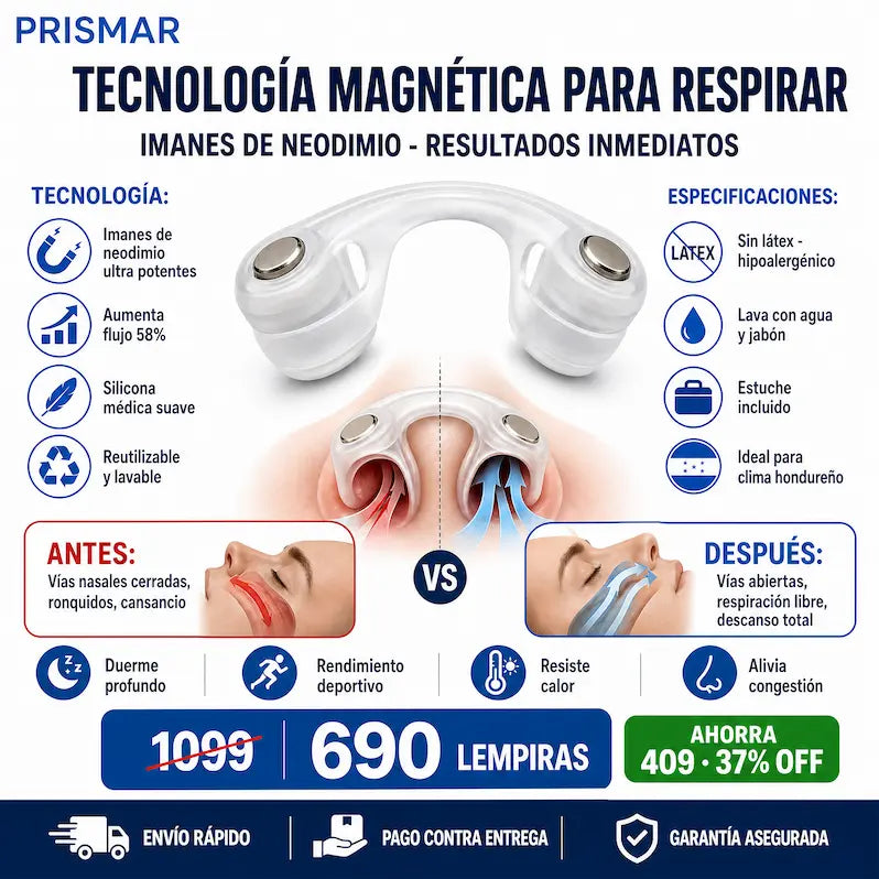 Tira Nasal Negra Intake Magnética – Anti-Ronquidos + Más Oxígeno + Garantía 1 Año