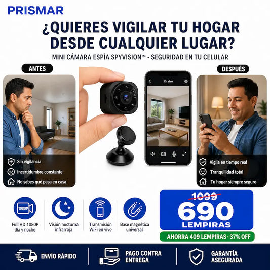 Mini Cámara Espía SpyVision™ – Full HD 1080P + Visión Nocturna + Alerta de Movimiento + Garantía Extendida