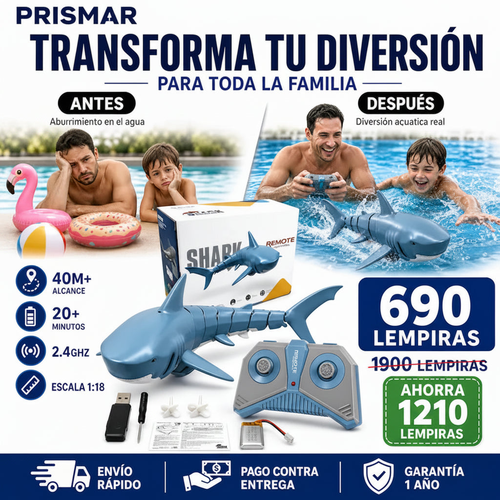 SharkAttack RC – Tiburón a Control Remoto Con Garantía 12 meses Gratis