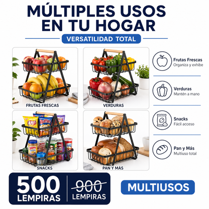 FruitRack Home – Organizador Multiusos para Frutas y Snacks