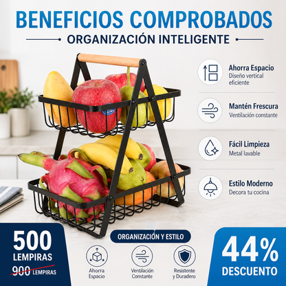 FruitRack Home – Organizador Multiusos para Frutas y Snacks