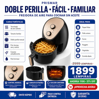 Freidora de Aire Familiar — Hasta 80% Menos Aceite, Cabe Pollo Entero, 4 en 1