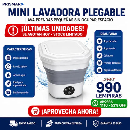 Mini Lavadora Portátil Plegable — La Solución para Ropa de Bebé, Íntima y Delicada
