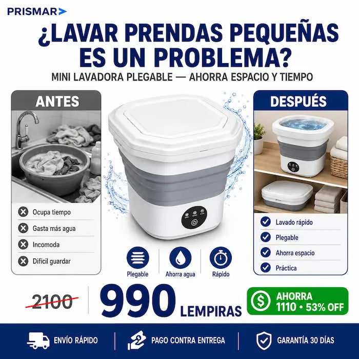 Mini Lavadora Portátil Plegable — La Solución para Ropa de Bebé, Íntima y Delicada
