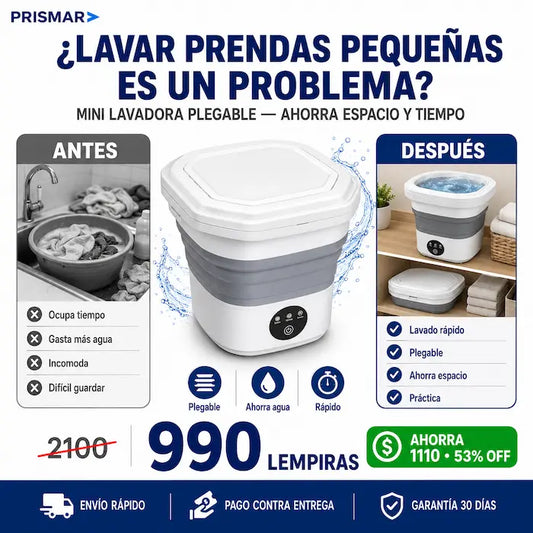 Mini Lavadora Portátil Plegable — La Solución para Ropa de Bebé, Íntima y Delicada