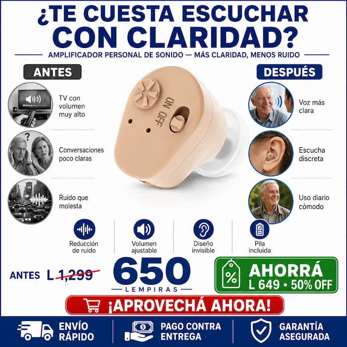 Amplificador Personal de Sonido Invisible — Escuchá la TV, Conversaciones y Reuniones con Más Claridad