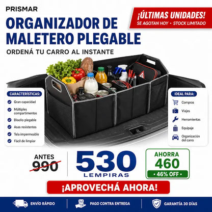Organizador de Maletero Plegable — Adiós al Caos en el Carro, Todo en Su Lugar en Segundos