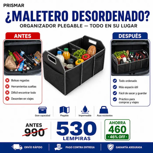 Organizador de Maletero Plegable — Adiós al Caos en el Carro, Todo en Su Lugar en Segundos