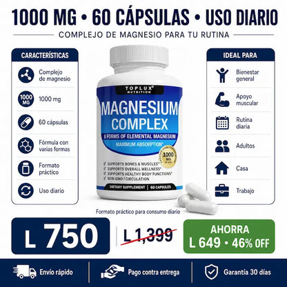 Complejo de Magnesio 1000 mg 60 Cápsulas