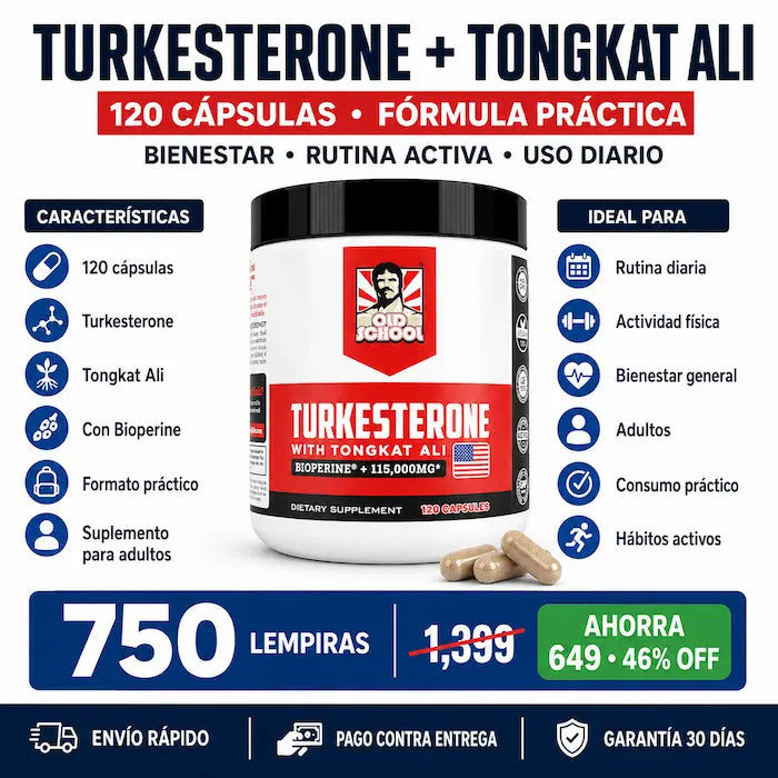 Turkesterone con Tongkat Ali y Bioperine 120 Cápsulas