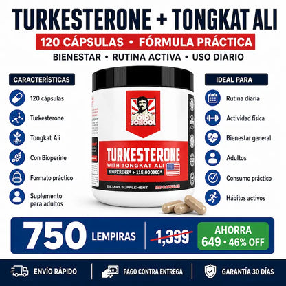 Turkesterone con Tongkat Ali y Bioperine 120 Cápsulas