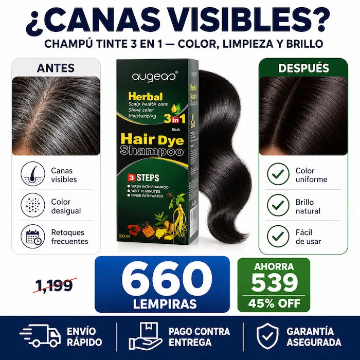Shampoo Tinte 3 en 1 para Cubrir Cañas