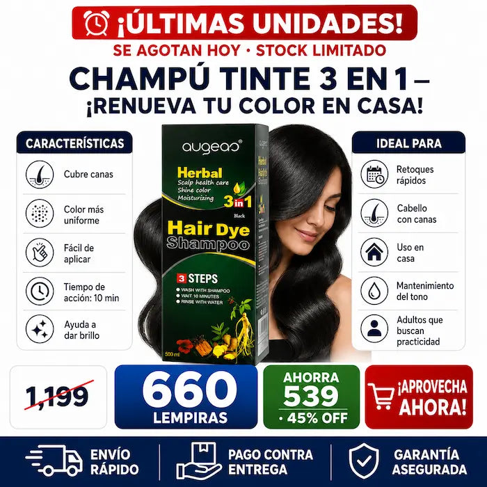 Shampoo Tinte 3 en 1 para Cubrir Cañas