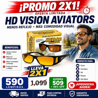 Lentes HD Vision Aviators 2x1