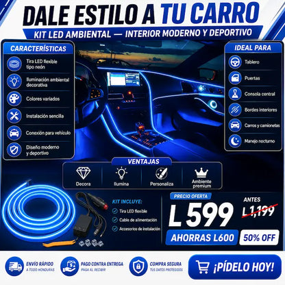 Luces LED Ambientales para Interior de Carro