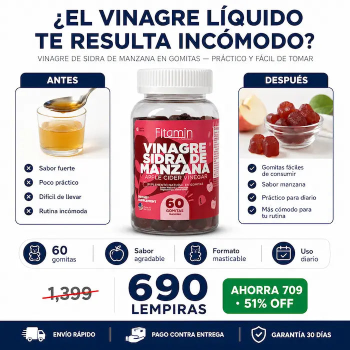 Gomitas de Vinagre de Sidra de Manzana 60 Unidades