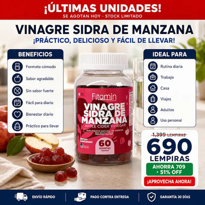 Gomitas de Vinagre de Sidra de Manzana 60 Unidades