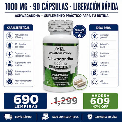 Ashwagandha 1000 mg 90 Cápsulas