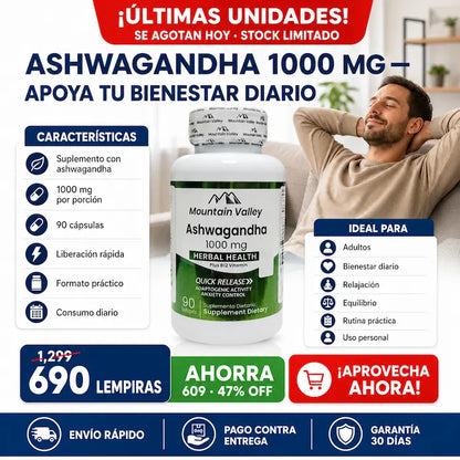 Ashwagandha 1000 mg 90 Cápsulas