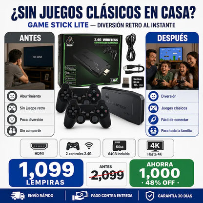 Consola Retro Game Stick Lite 4K con 2 controles