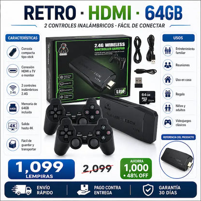 Consola Retro Game Stick Lite 4K con 2 controles