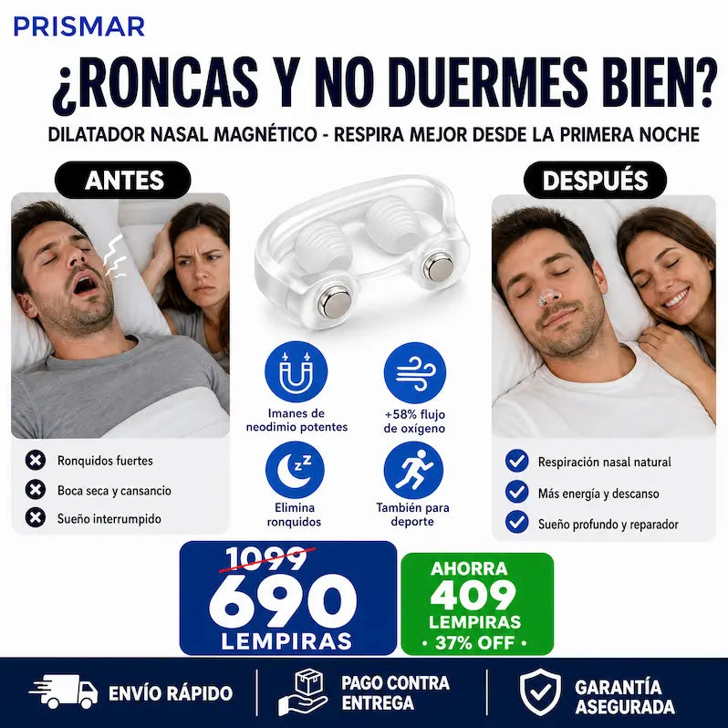 Tira Nasal Negra Intake Magnética – Anti-Ronquidos + Más Oxígeno + Garantía 1 Año