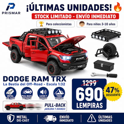 Dodge Ram TRX Die-Cast 1:32 — Edición Colección · Metal Real · Luces LED · Sonido