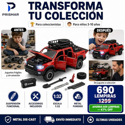 Dodge Ram TRX Die-Cast 1:32 — Edición Colección · Metal Real · Luces LED · Sonido