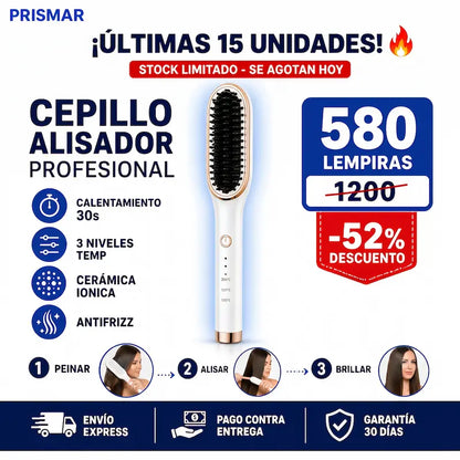 Cepillo Alisador Premium — Cerámica + Iónico · Alta Temperatura · Garantía 12 Meses