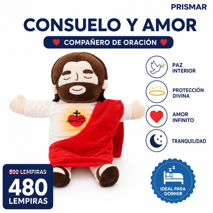 Peluche Sagrado Corazón de Jesús — Tela Suave Premium · Bordado · Regalo de Fe