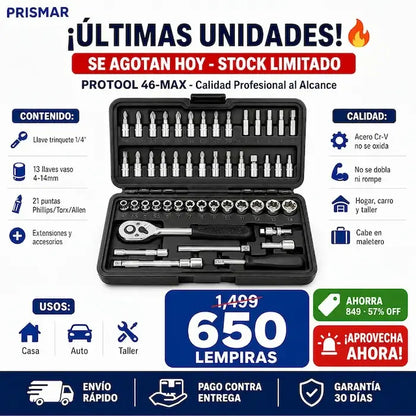 ProTool 46-Max™ – Kit Profesional 46 Piezas