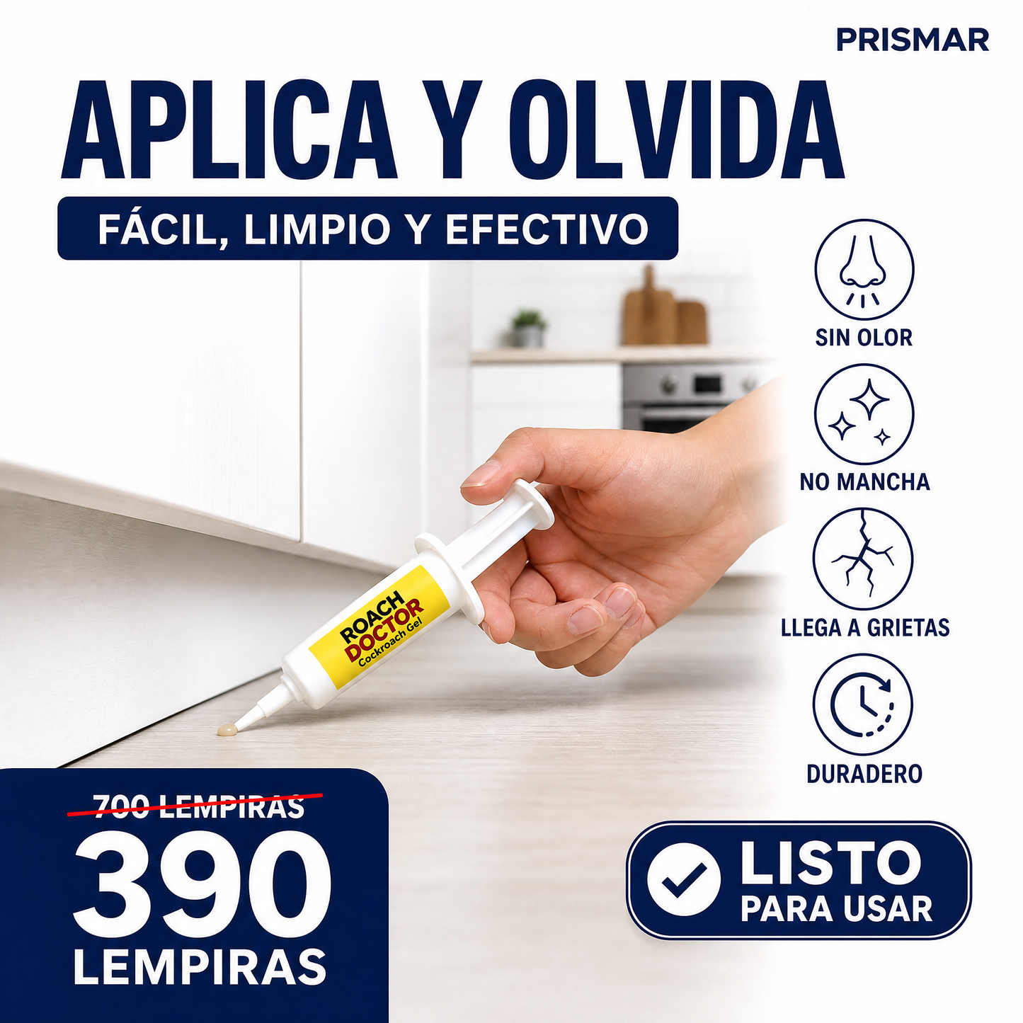 Roach Doctor — Gel Mata Cucarachas con Jeringa de Precisión