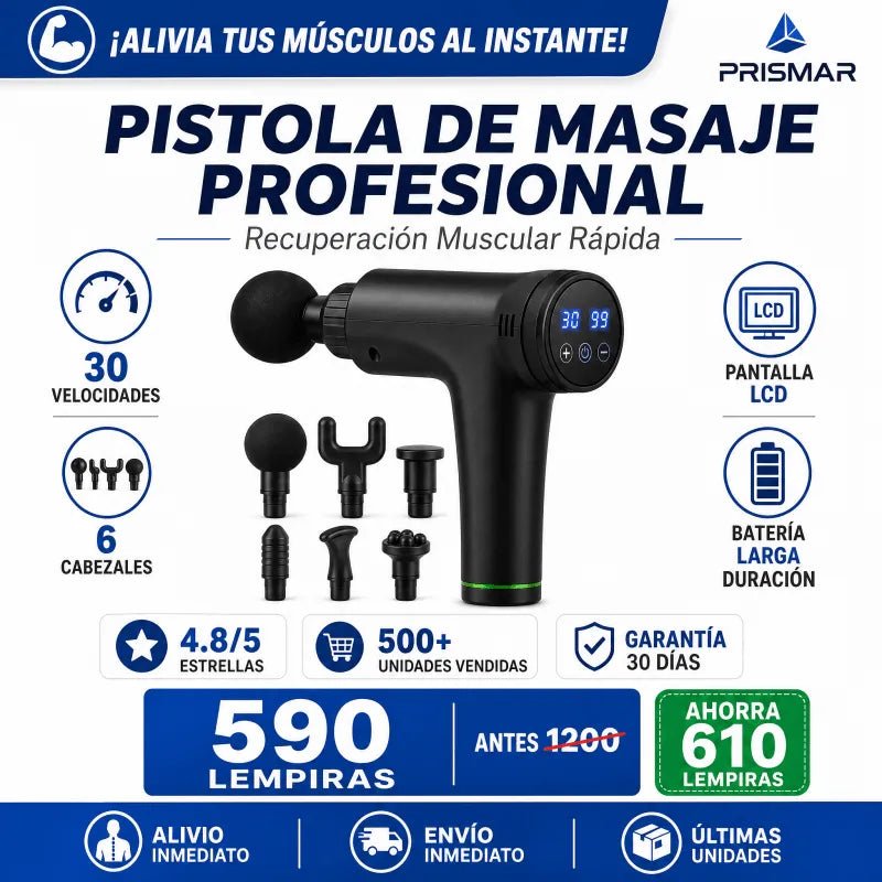 PowerRelax 6-in-1 – Pistola de Masaje Muscular Portátil Amazon con Garantía y Certificación